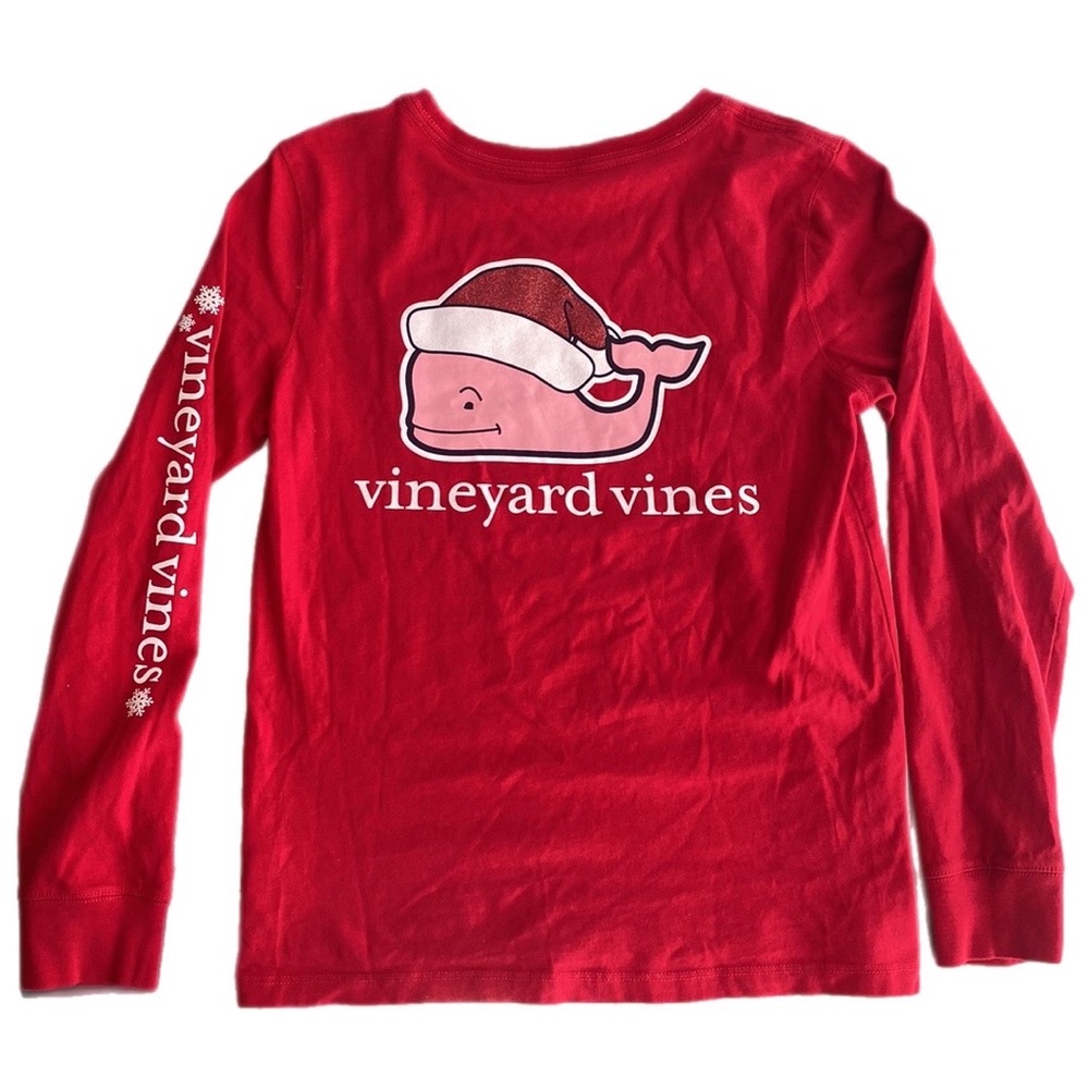 Like new Vineyard Vines Christmas Glitter Santa Hat Whale Long-Sleeve T Size M